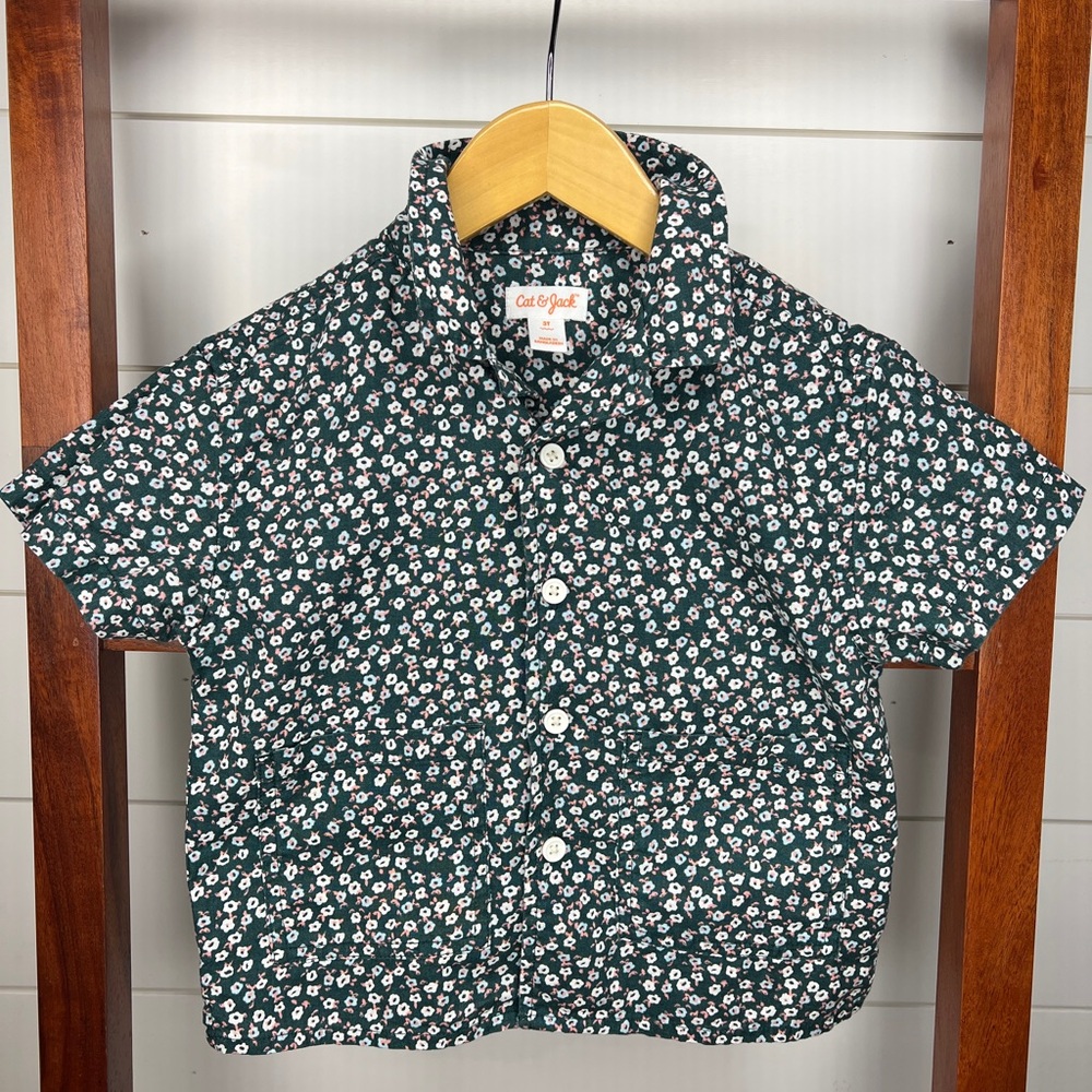 Cat & Jack Boys' Green Button-down Shirt